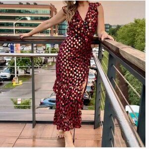 SALONI Printed Anita dress in Scarlet Daisy $695 MSRP - Size 6 US